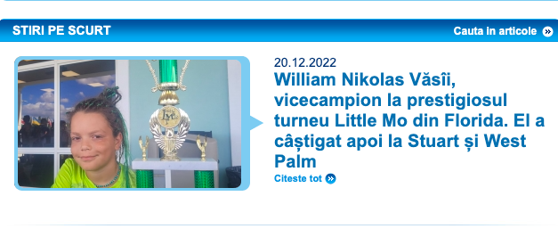 FR Tenis salută performanța tenismenului piteștean William Văsîi la turneul Little Mo